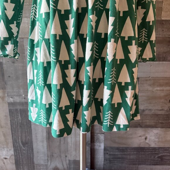 Hanna Andersson green Christmas tree long sleeve dress girls size 12 holiday - Picture 4 of 11